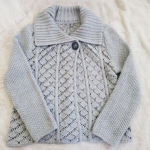 CASLON GRAY SWEATER W/2 SNAP CLOSURE - PETITE LARGE
